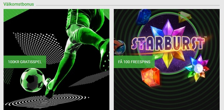 100 free spins på Starburst hos Unibet